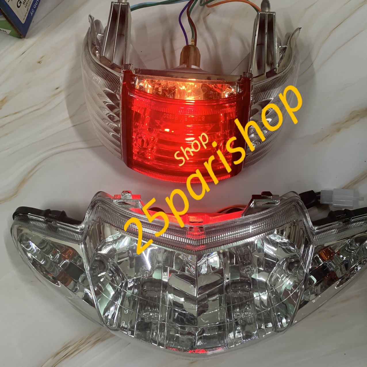 ( Combo 2 món ) pha đèn trước ,đèn hậu xe Wave Alpha - đời 2002 -2006