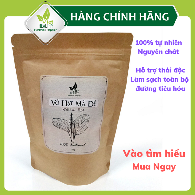 Vỏ hạt mã đề Viet Healthy 150gr, giàu chất xơ chất lượng cao, hỗ trợ thải độc cao cấp