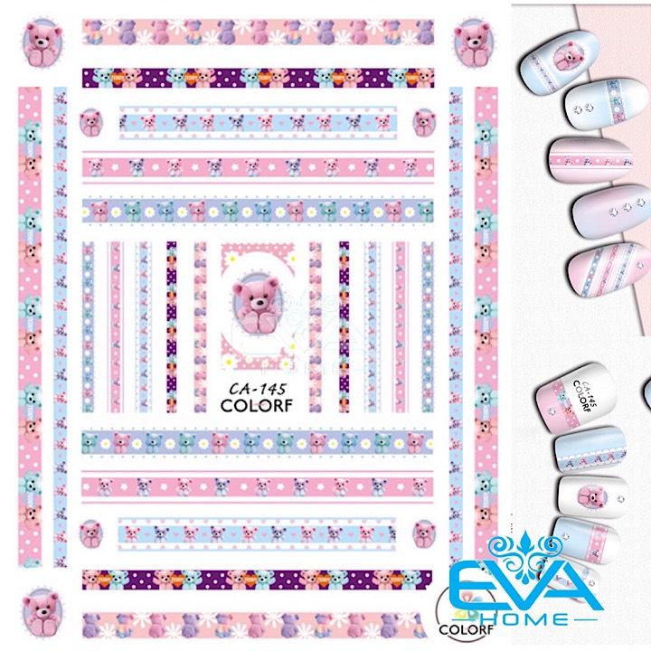 [HCM]Miếng Dán Móng Tay 3D Nail Sticker Tráng Trí Hoạ Tiết Chú Gấu Dễ Thương Cute Bear CA145