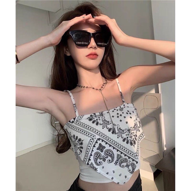 Áo 2 dây thun nữ thổ cẩm so hot - áo yếm nữ thổ cẩm hai màu siêu xinh