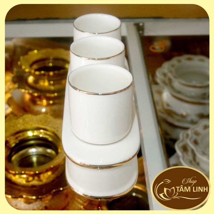 Án ba-Bộ ba ly nước thờ cúng bàn thờ GỐM SỨ CAO CẤP