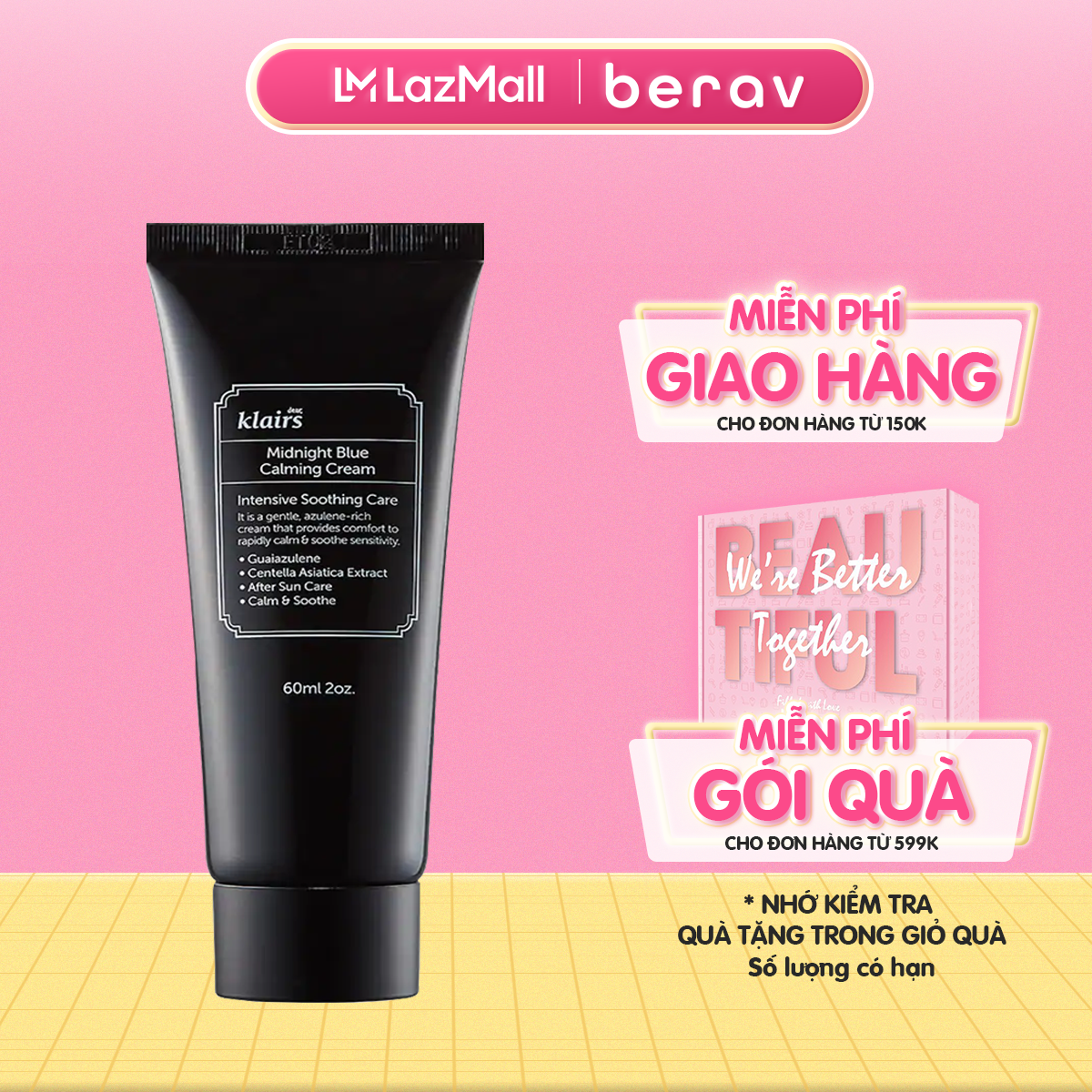 Kem Dưỡng Dear Klairs Phục Hồi Da sau Mụn Midnight Blue Calming Cream 60ml