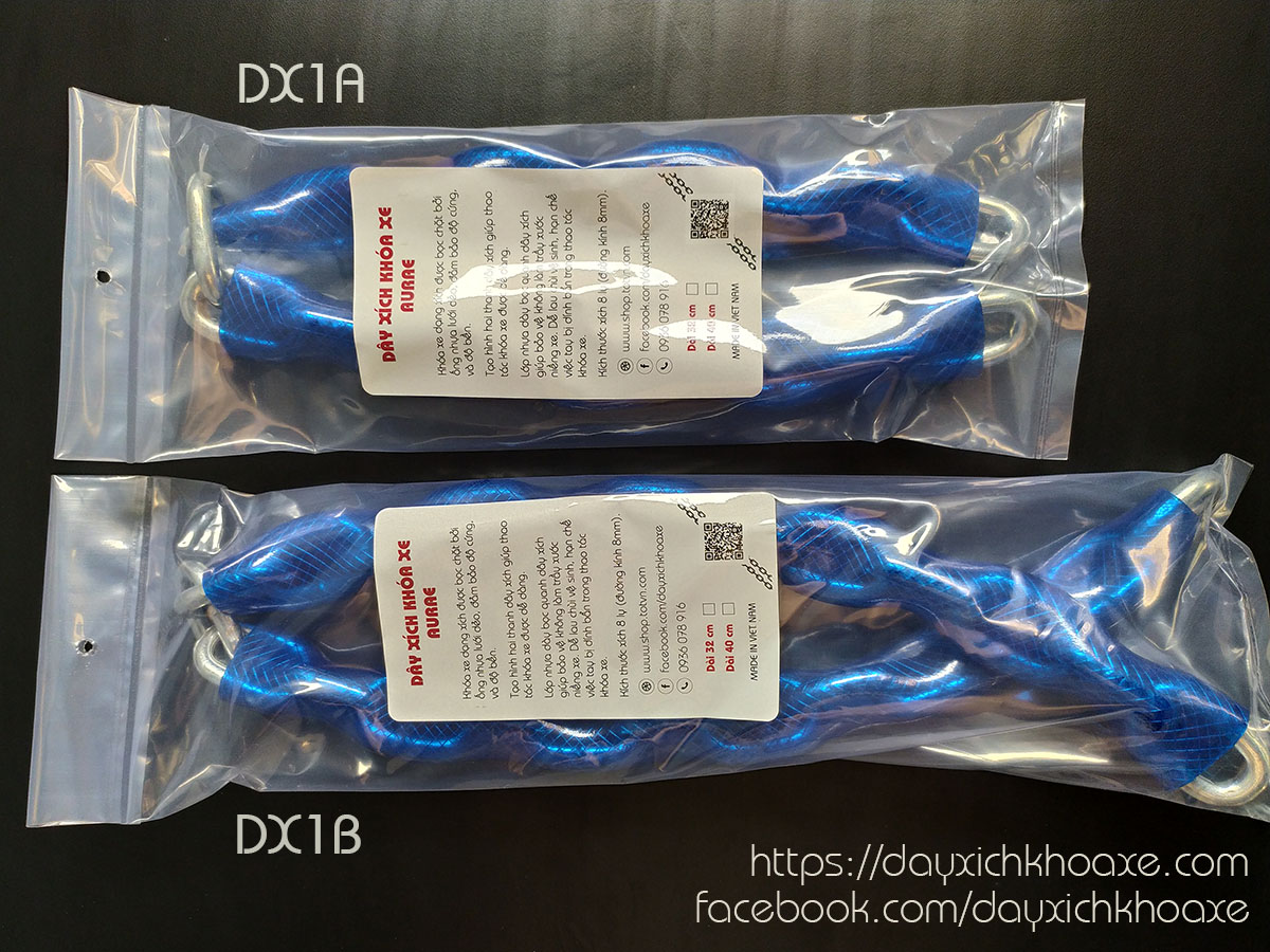 Wire chain lock motorcycle Aurae - DX1B (chain 8mm - Blue - 82cm)
