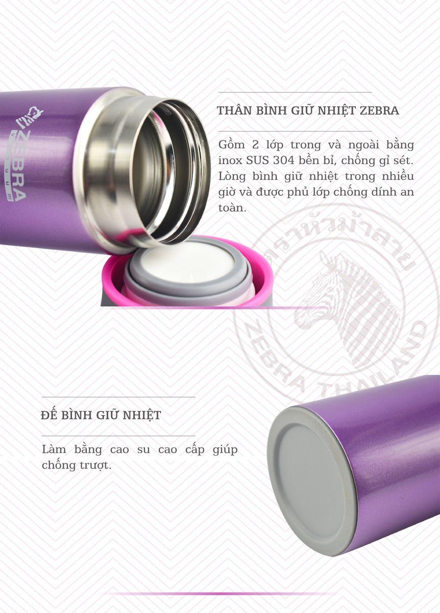 [HCM]Bình Giữ Nhiệt Zebra Thái Lan 400ml. Inox 304 Cao Cấp