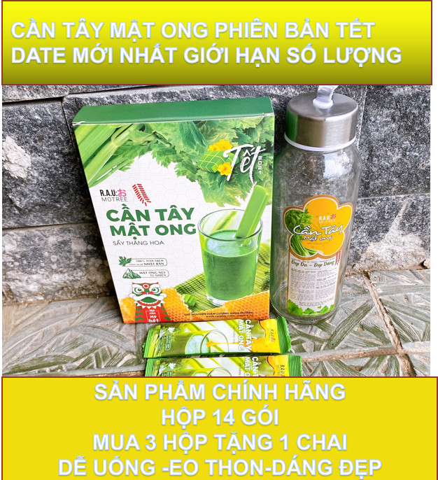 (TẾT) combo 3 hộp cần tây mật ong Nhật Bản Motree 14 gói-Giảm cân hiệu quả-tặng bình thủy tinh