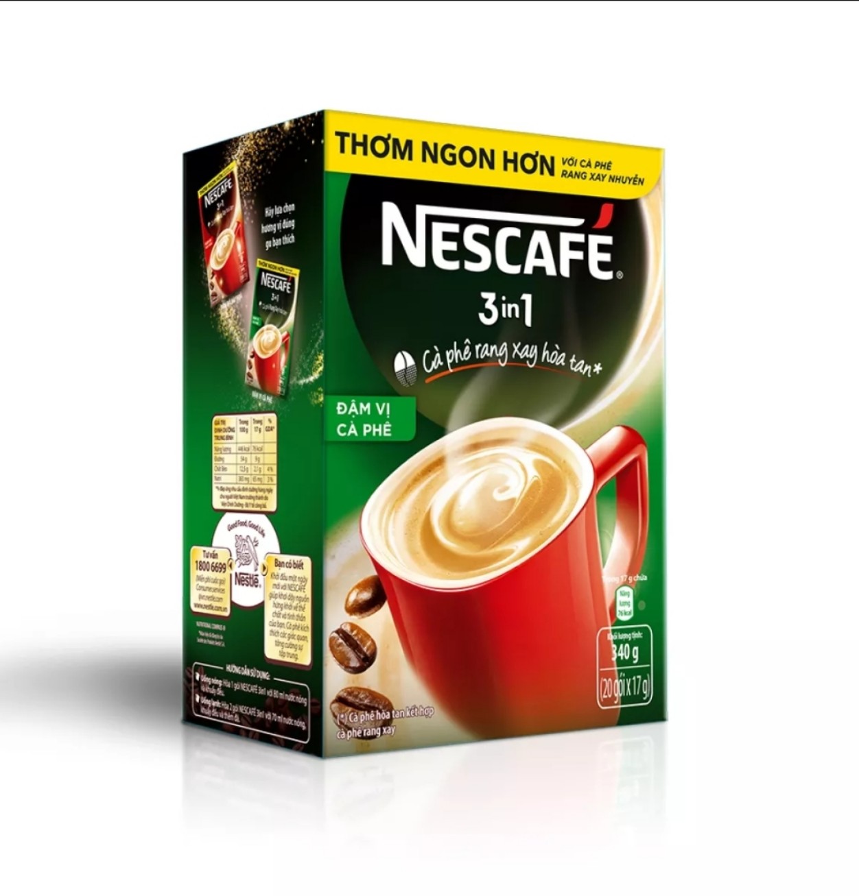 (HCM) CÀ PHÊ HÒA TAN 3 TRONG1 1 NESCAFE ĐẬM VỊ CÀ PHÊ (HỘP 20 GÓI 17GR)