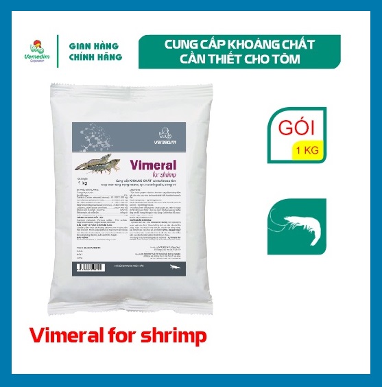 "Hoàn tiền đến 10%" Vemedim Vimeral for Shrimp cung cấp khoáng chất cần thiết cho tôm, giúp tôm mau cứng vỏ, vỏ sáng bóng, gói 1kg