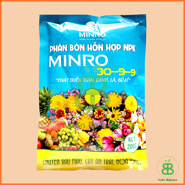 200Gr Phân Bón NPK Phát Triển Thân Lá Cành MINRO 30-9-9