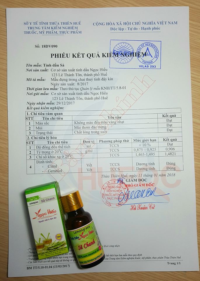 Tinh dầu Sả chanh Ngọc Hiếu