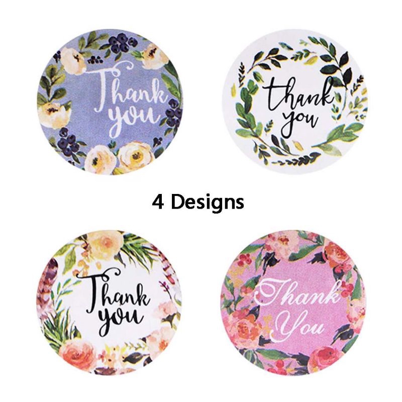 Cuộn 500 Sticker Dán Họa Tiết Thank You Nhiều Mẫu