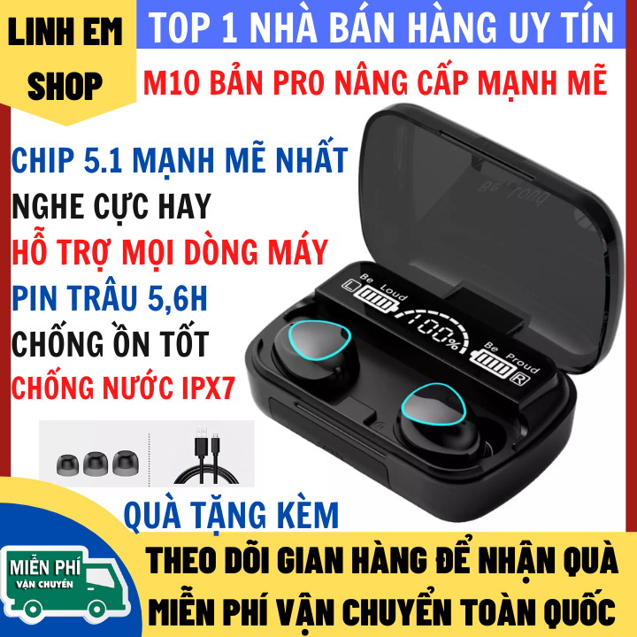 Tai Nghe Bluetooth M10 Phiên Bản Pro Nâng Cấp Mạnh Mẽ Chip 5.1 Âm Thanh