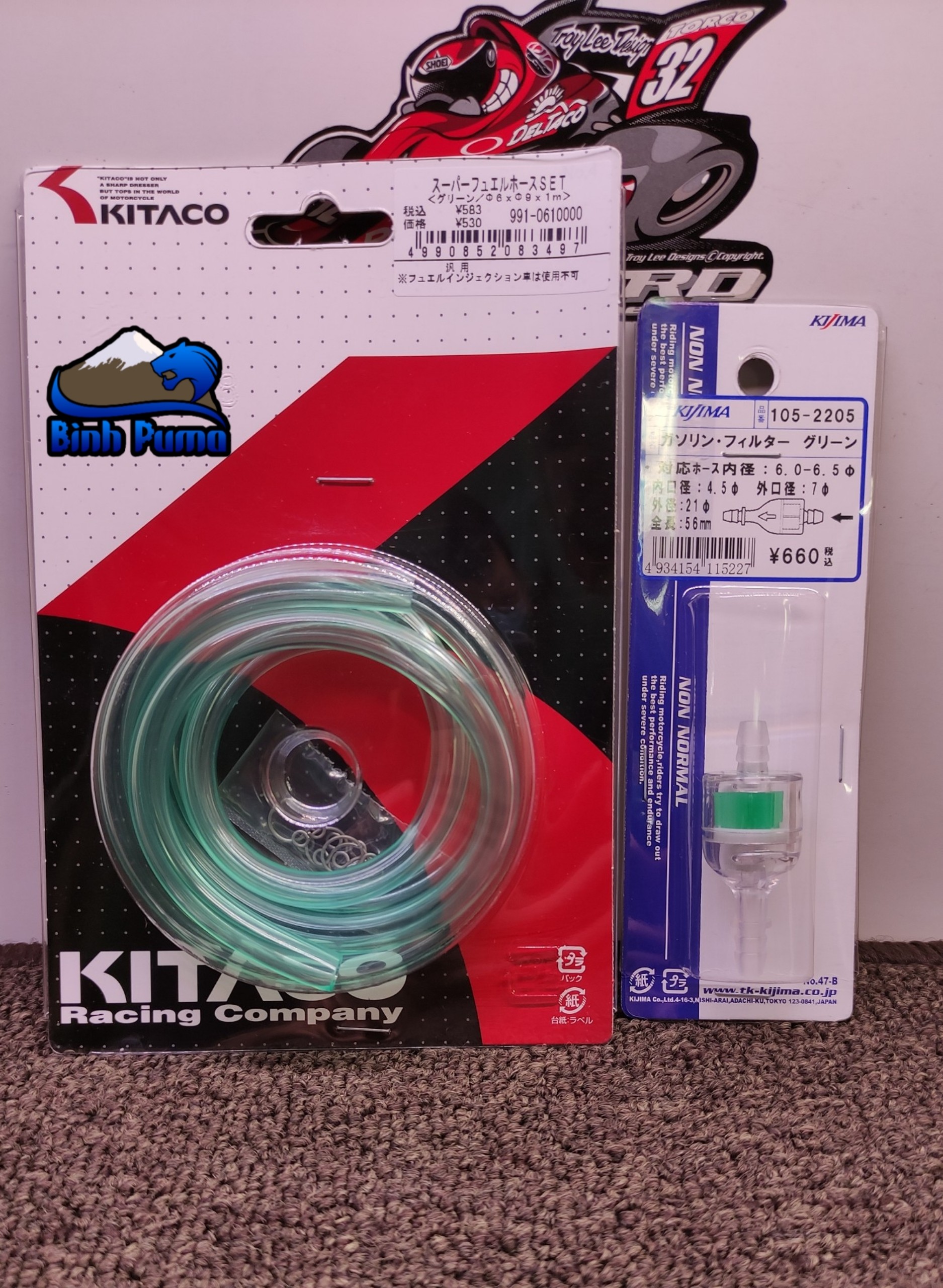 Combo dây xăng xanh kitaco 6mm & lọc x.lá kijima