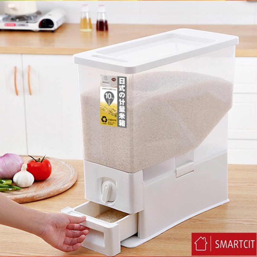 Thùng đựng gạo thông minh Tashuan 10kg nút vặn