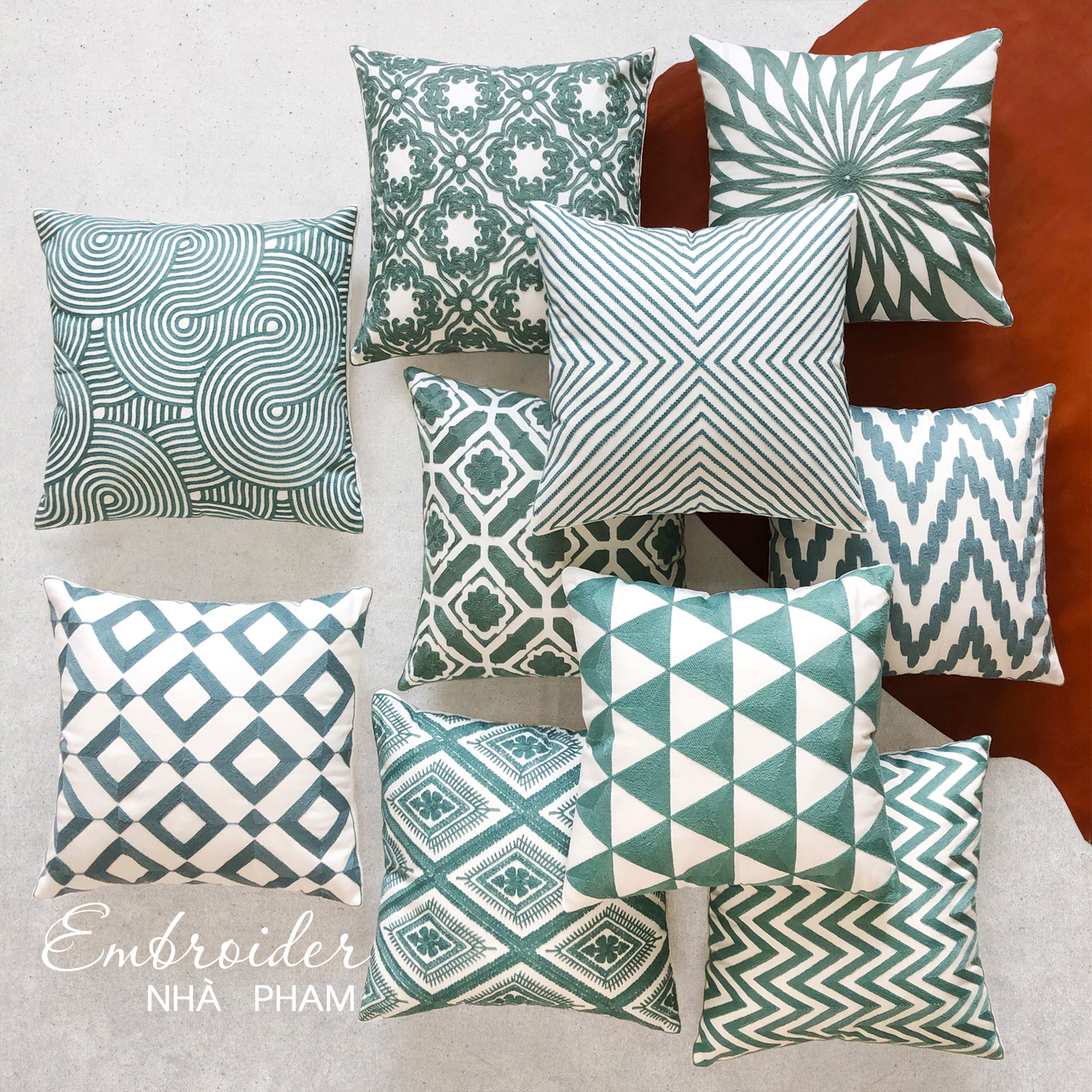 Gối Sofa Embroider PHAM (45cm x 45cm)