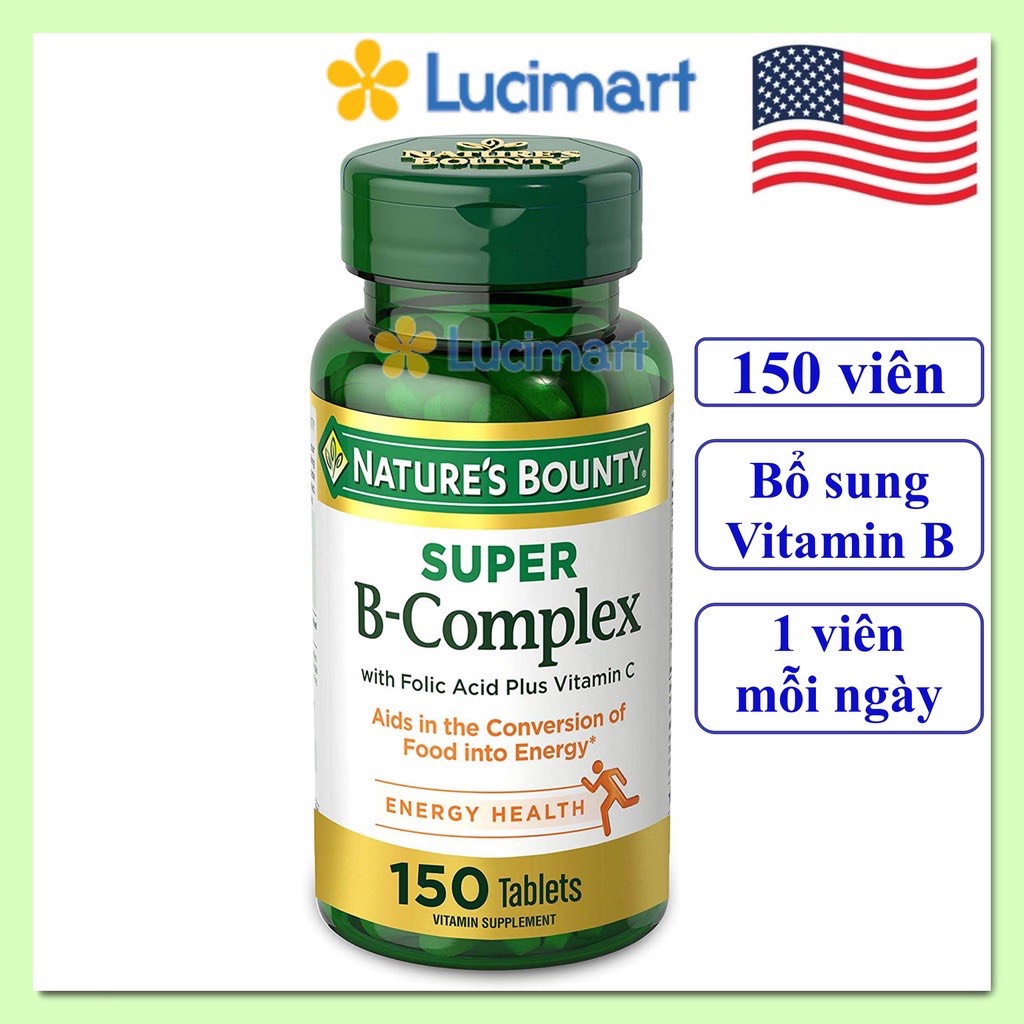 [HCM]Viên uống Vitamin B tổng hợp Nature’s Bounty Super B-Complex hũ 150 viên [Hàng Mỹ]