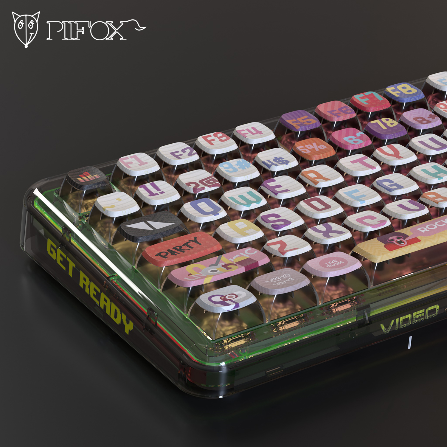 Piifox keycaps pbt key cap double leather milk key cap sublimation transparent 108 key asa key cap