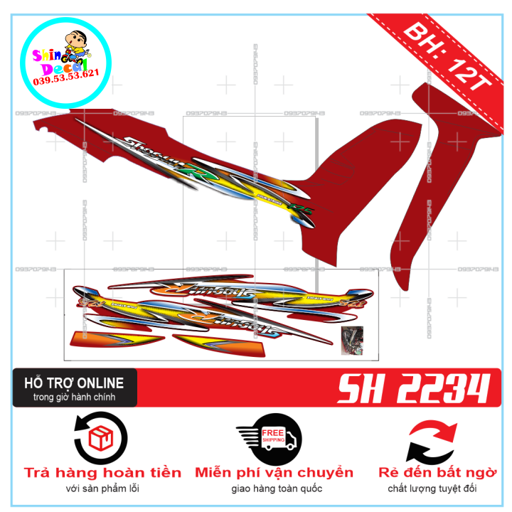 Tem xe shogun, tem rời xe shogun r dán xe đỏ