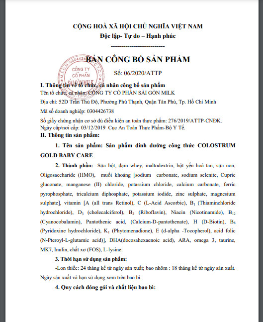 SỮA COLOSTRUM GOLD BABY CARE - 900G ( CHO TRẺ TỪ 0 - 12 THÁNG)