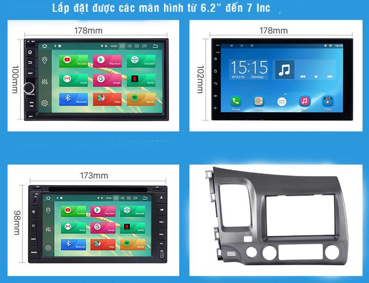 Mặt dưỡng lắp màn hình xe Honda Civic 2006-2011