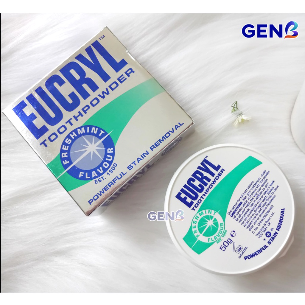 Kem Đánh Trắng Răng Eucryl + Bột Tẩy Trắng Răng Eucryl - Kem Đánh Răng Bạc Hà Thơm Miệng EUCRYL 50ml CHÍNH HÃNG Cho Răng Trắng Sáng, Hơi Thở Thơm Mát Hương Bạc Hà JAPARI