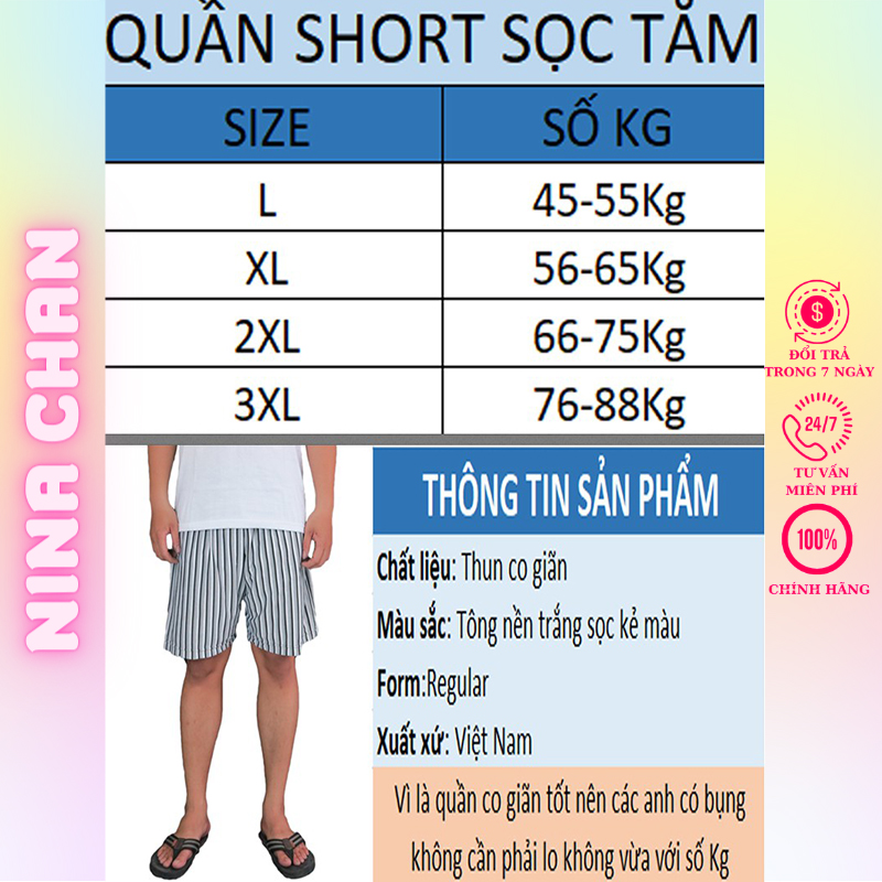 Quần đùi nam mặc nhà vải thun đẹp loại quần sọc tâm vải thoáng mát mềm mịn thoáng mát mùa hè thấm hút mồ hôi Akira