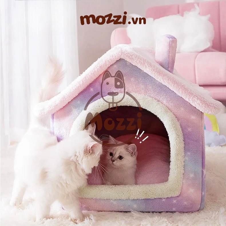 Nhà nệm cho chó mèo có viền bông mềm tháo rời