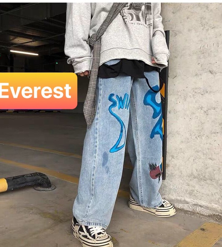 QUẦN BAGGY JEAN NAM CHẤT BÒ ỐNG RỘNG DÀI XANH THÊU VIP NHẬT BẢN KIỂU MỚI HOT TREND EV-43 EVEREST FASHION