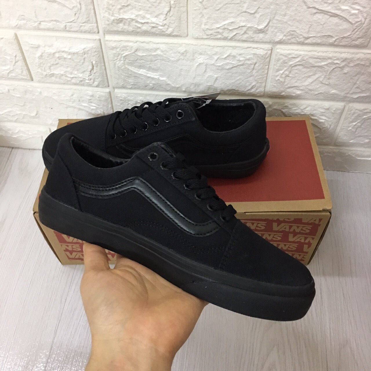 [TẶNG HỘP] Giày vans old skool full đen fullsize NAM NỮ