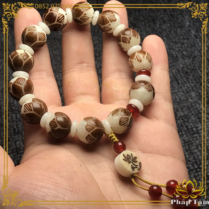 Vòng Tay Phật Giáo Hạt Bồ Đề Tinh Nguyệt Cao Cấp Khắc Hoa Sen Ấn Phật - Pháp Tâm
