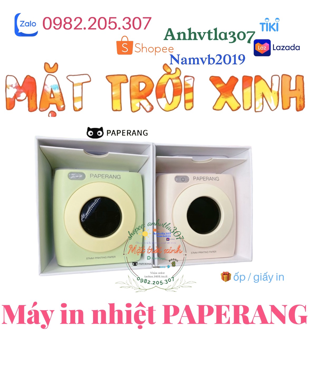 [HCM]{hàng sẵn) Máy in nhiệt PAPERANG P2 - 304dpi?? Tặng kèm ốp