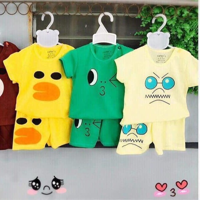 5 bộ đồ cotton 2 chiều mỏng mát cho bé trai bé gái
