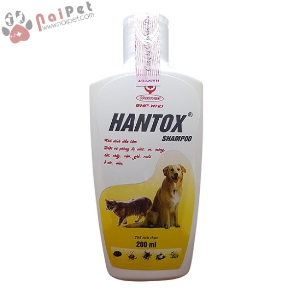 Sữa Tắm T.r.ị Ve Rận Bọ Chét Chó Mèo Hantox Shampoo Vàng 200ml