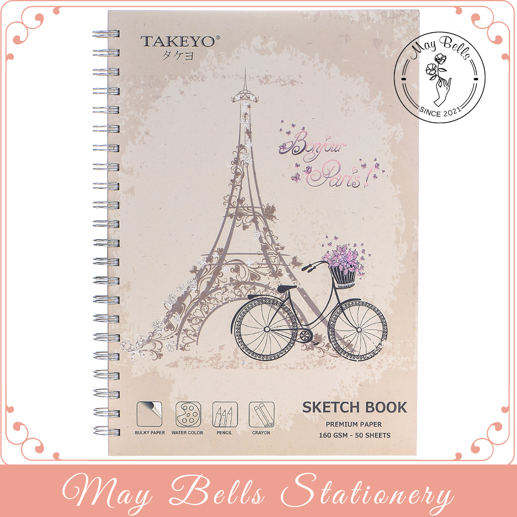 Sổ Vẽ Lò Xo Takeyo Giấy Dày Mịn A4 A5 A6 Cho Học Sinh Sinh Viên Vẽ Mỹ Thuật Sáng Tạo 50 Tờ 160gsm