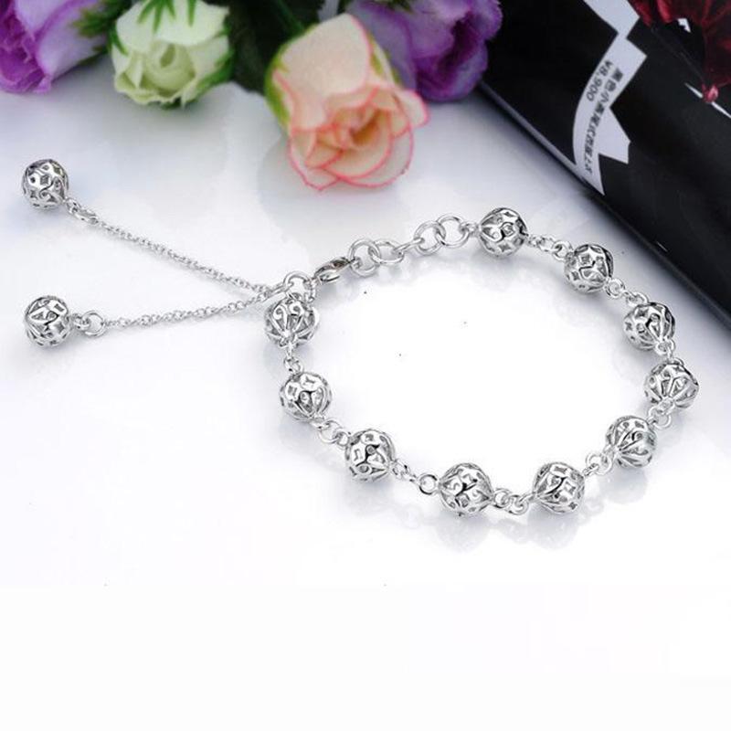 [HCM]Lắc Tay Nữ Quả Châu Bạch Kim (HK Bạc 925)