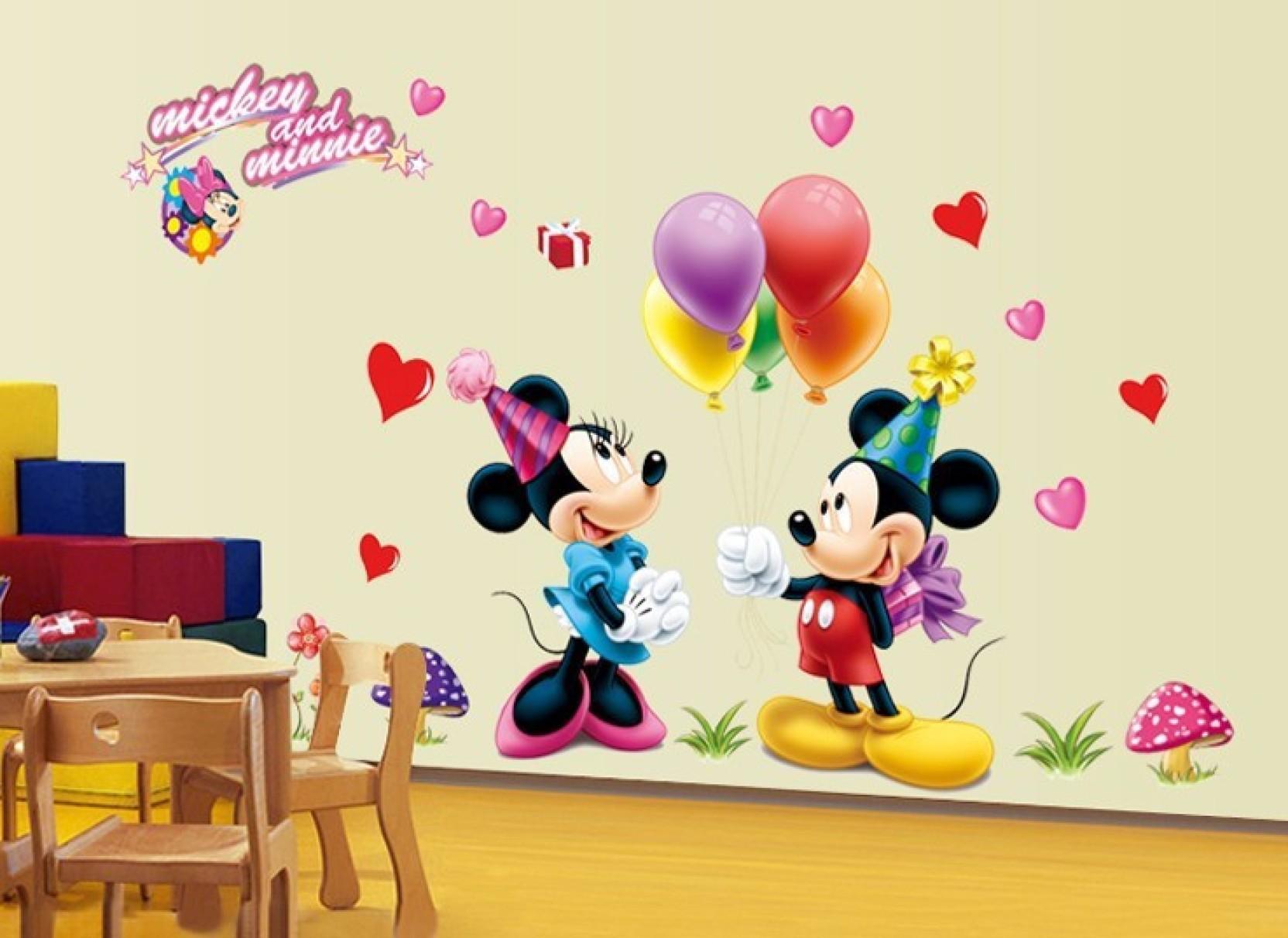 [HCM]DECAL DÁN TƯỜNG KITTY HỒNG VÀ MICKEY
