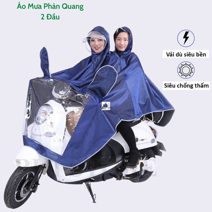 Áo mưa cánh dơi 2 đầu có phản quang giúp bạn đi trời mưa ban đêm an toàn, áo mưa thời trang , áo đi mưa