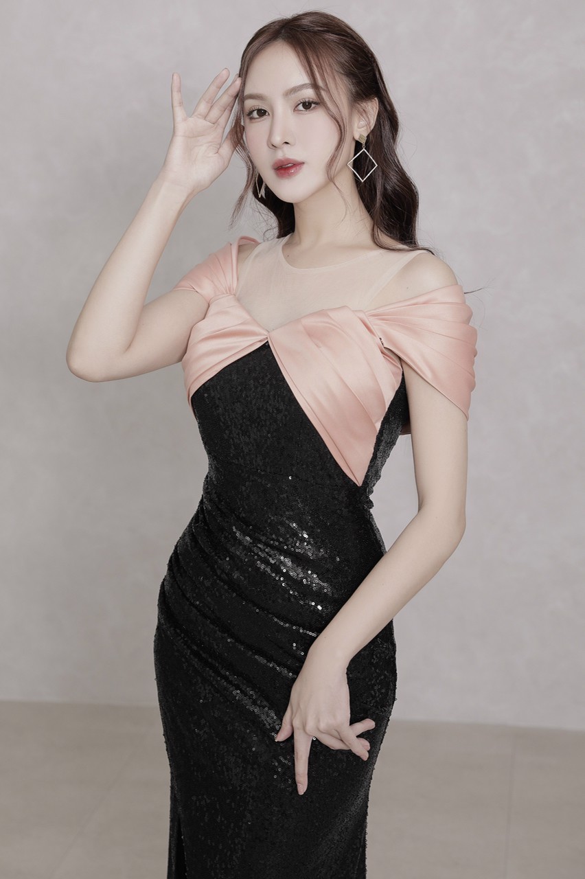 Đầm Dạ hội kim sa rớt vai - YB221103