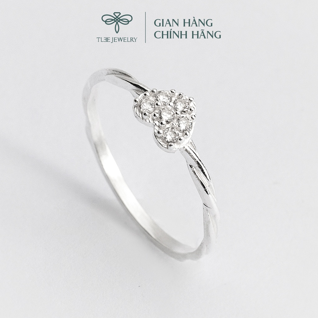 Nhẫn bạc nữ TLEE mặt trái tim đá mini viền dáng xoắn nữ tính TleeJewelry A0208
