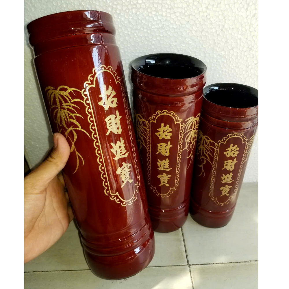 [HCM]Ống đựng nhang sơn nâu vẽ lá tre