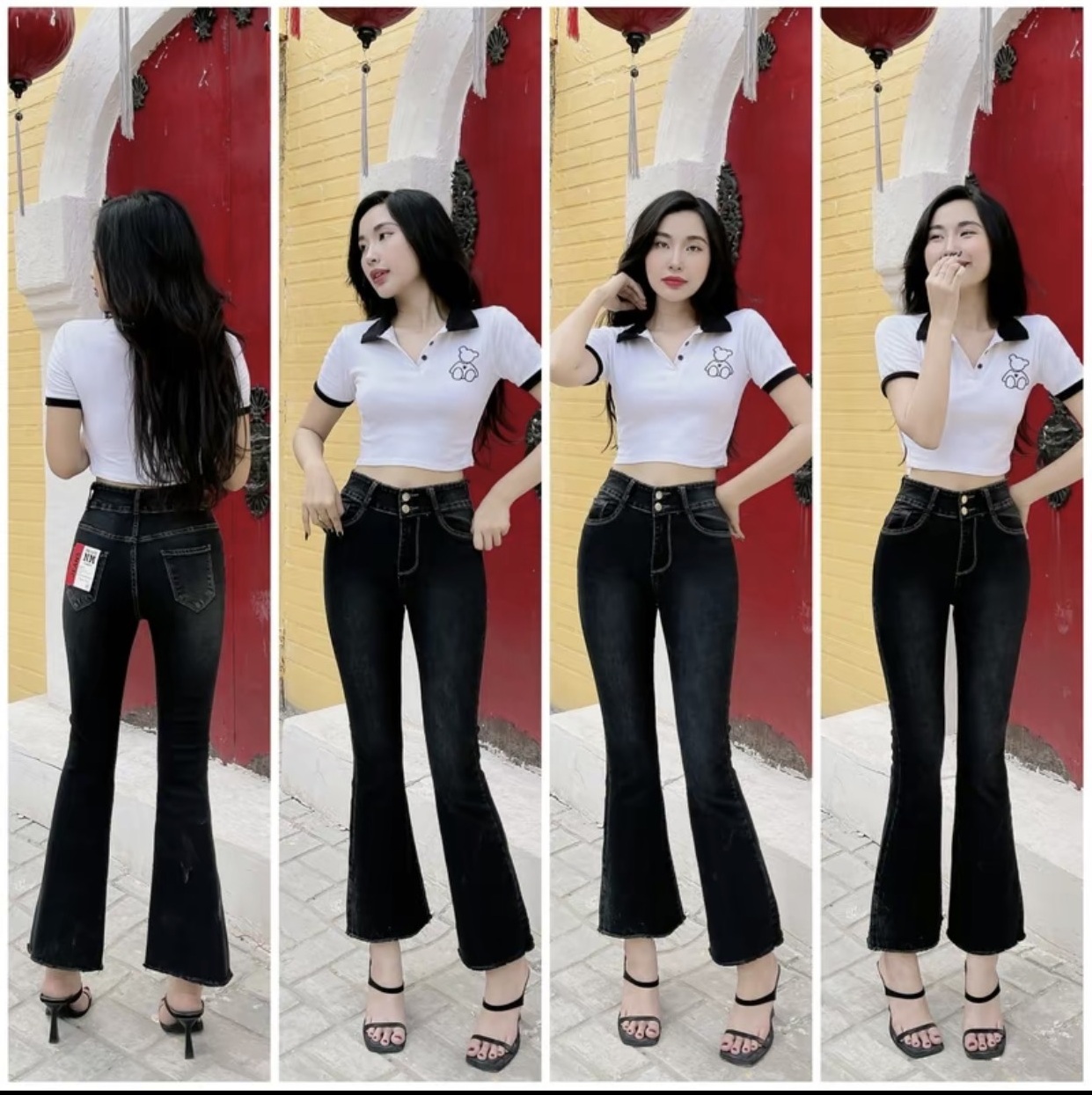 Quần Jeans Nữ 9 Tấc Ống Loe Nhẹ