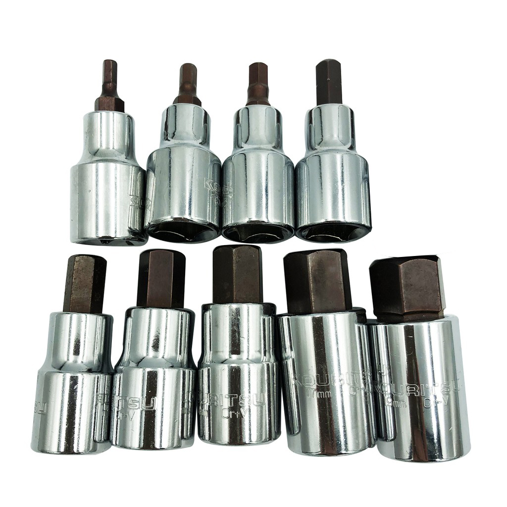 Bộ 9 khẩu lục giác 1/2 inch nhật bản kouritsu thép cr-v 4-19mm
