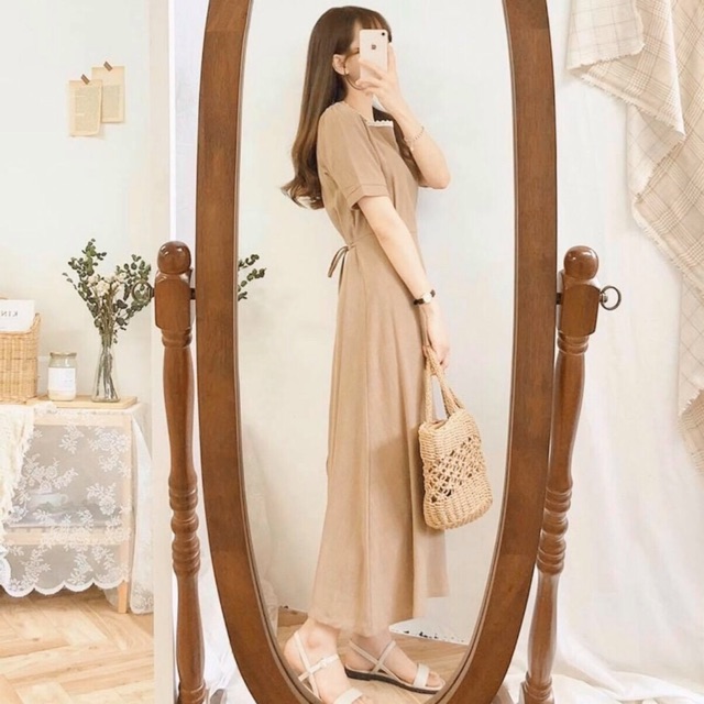 Đầm viền ren form dài 2 màu
