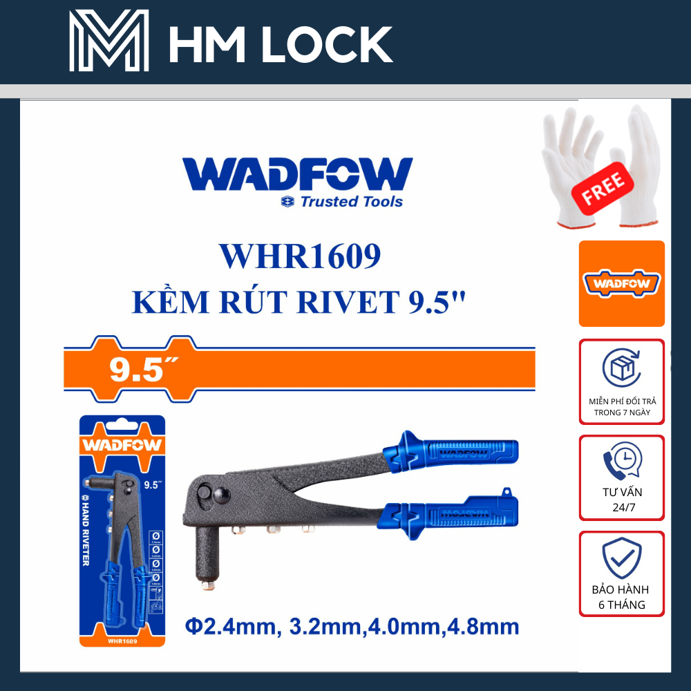 Kềm rút rivet 9.5 inch wadfow - hàng chính hãng - whr1609 - hm lock