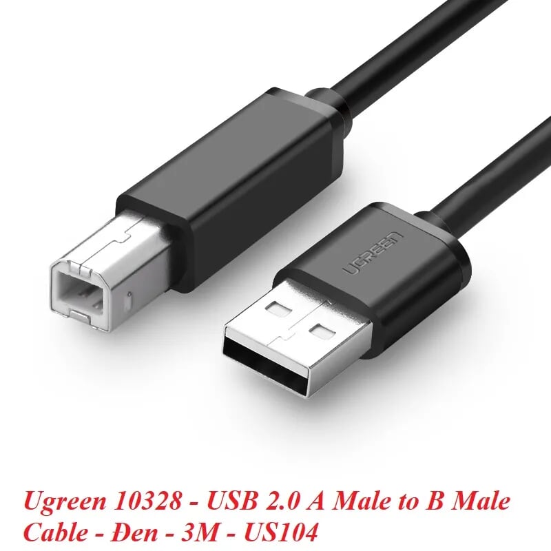 Ugreen 10327 2M màu Đen Cáp USB 2.0 sang USB B máy in US104