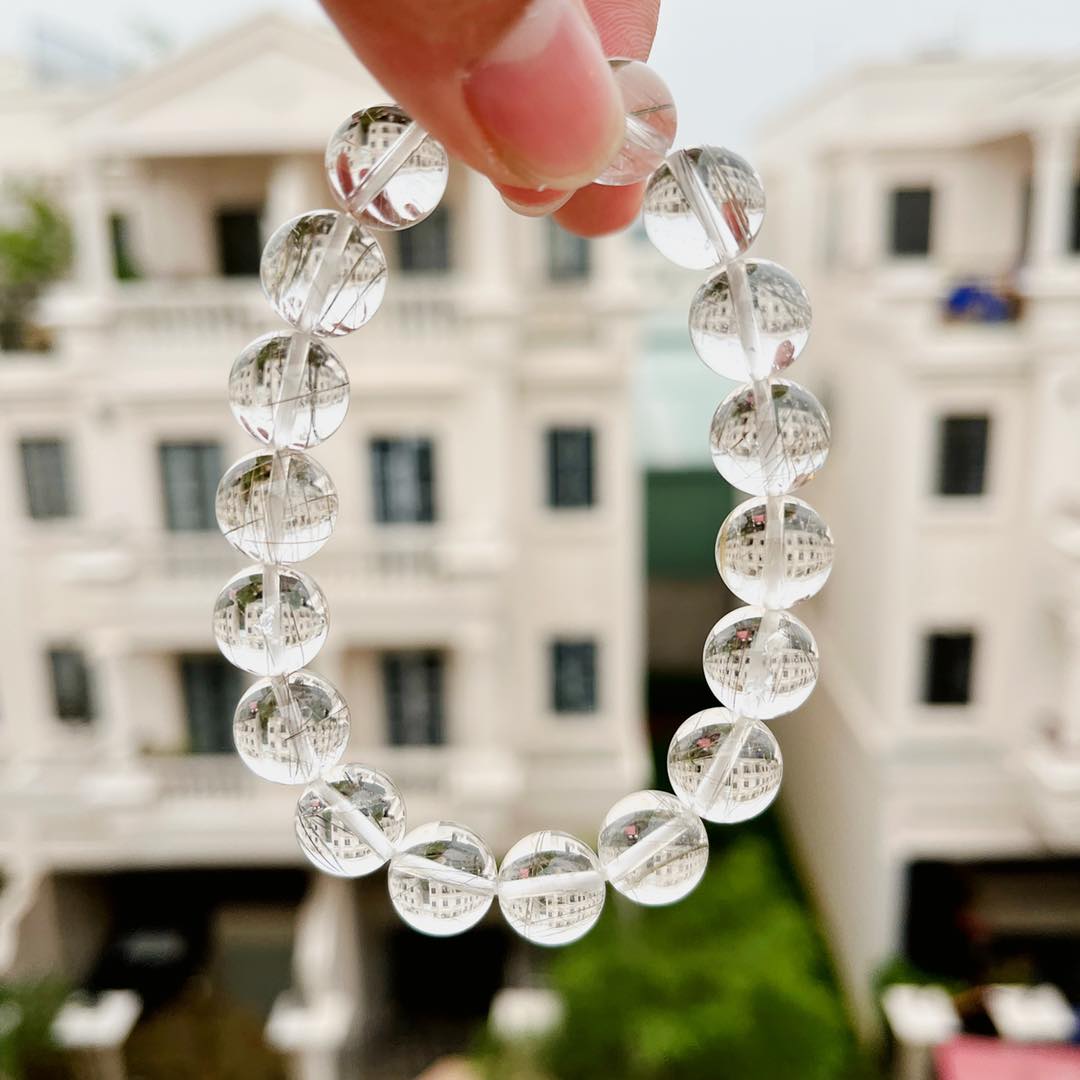 VÒNG TAY THẠCH ANH TÓC BẠCH KIM