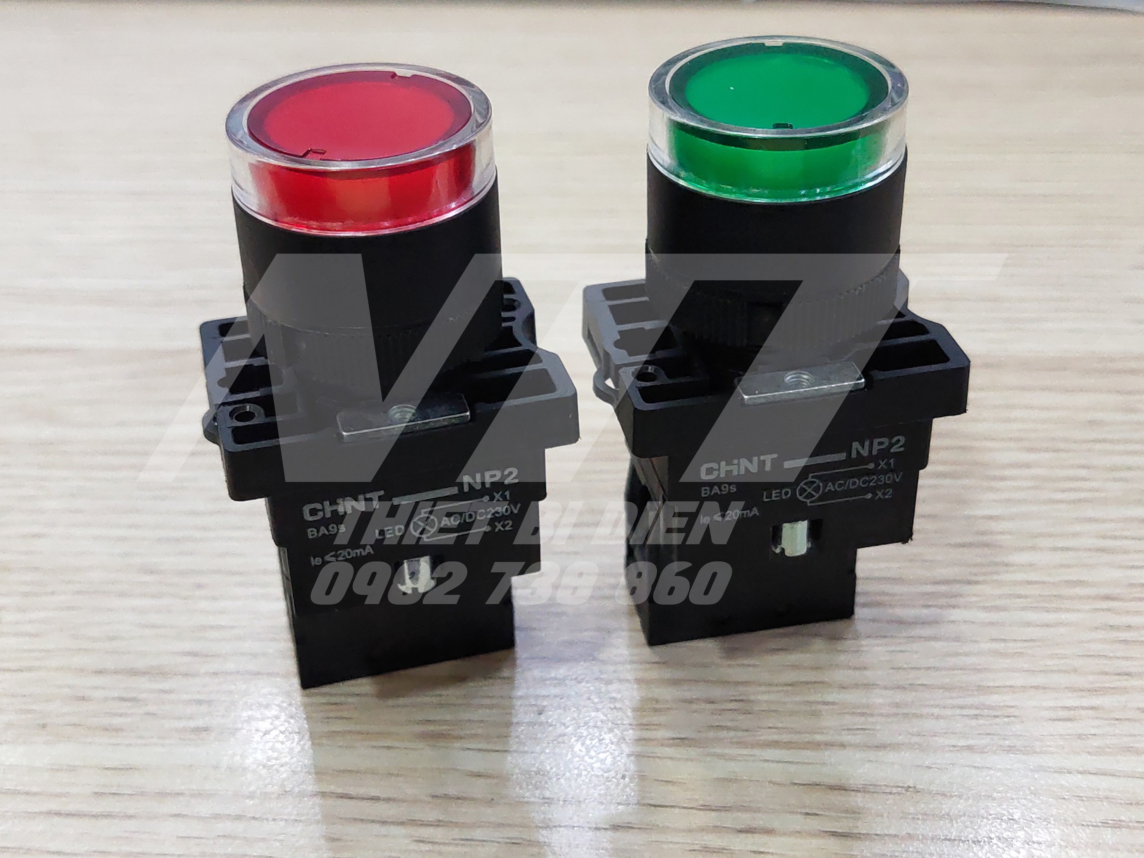 Nút nhấn có đèn phi 22 NP2-EW Chint