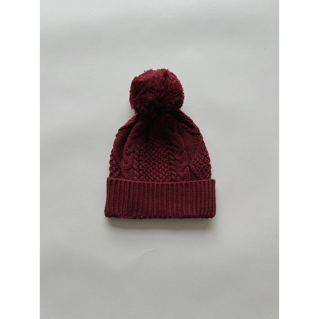 Mũ len vặn thừng quả bông Macro & Micro Cable Pompom Hat