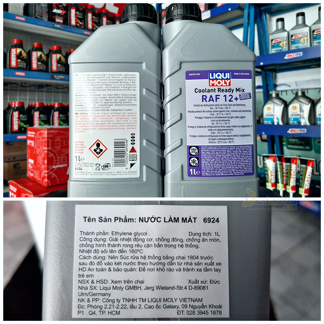 Nước làm mát Liqui moly đỏ  " pha sẵn "  1L sử dụng cho Xe Máy , OTO