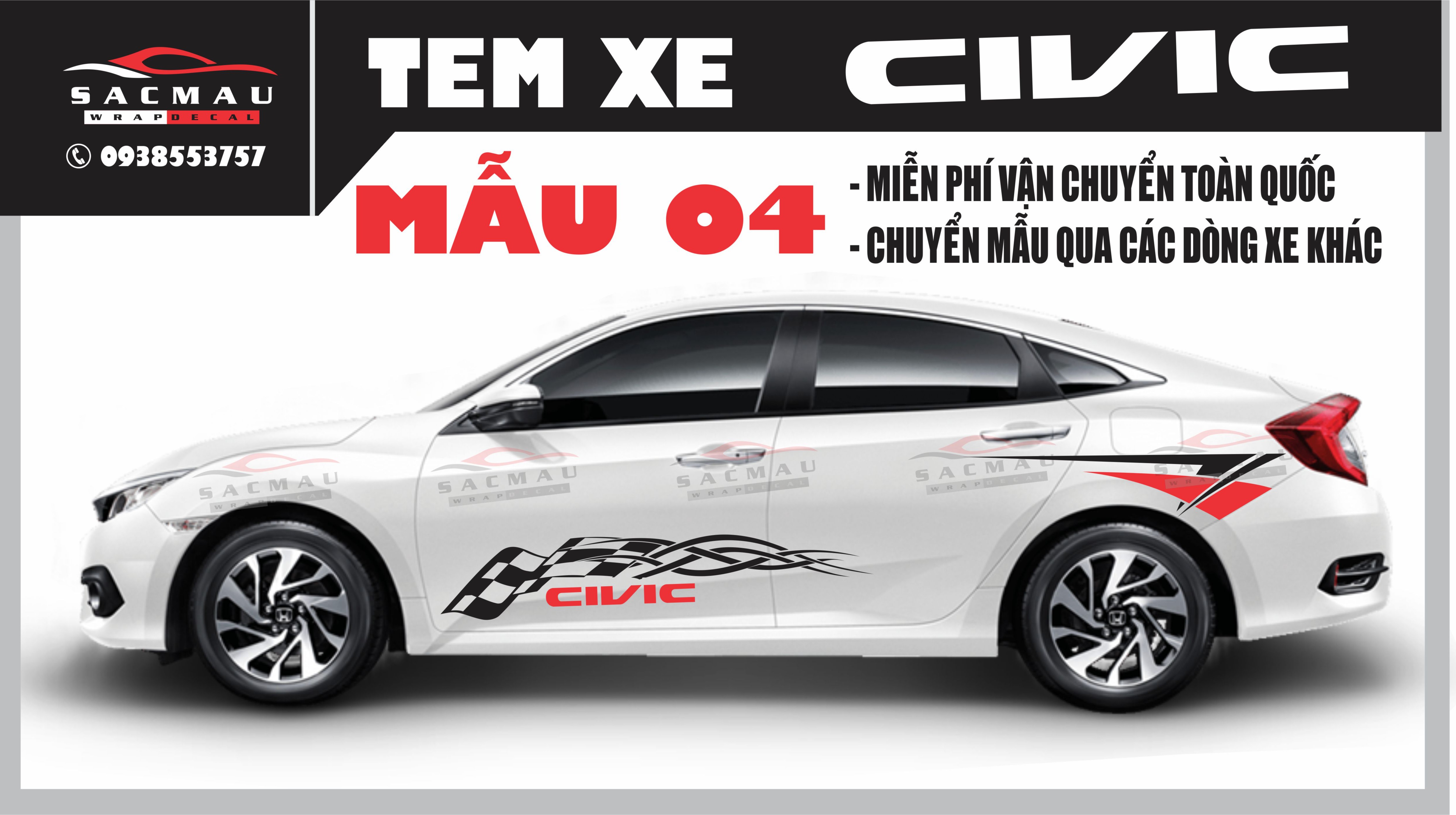 Tem dán xe honda civic (6 mẫu cực đẹp )
