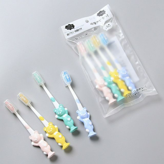 [HCM]Set 4 bàn chải đánh răng có nắp hình thú cho bé